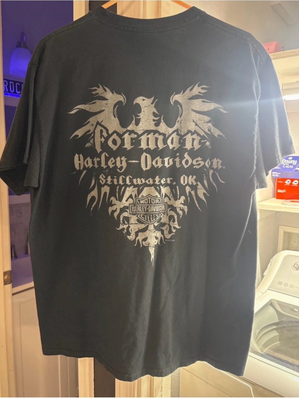 Harley-Davidson Black T-Shirt with Silver Graphic Eagle - Stillwater